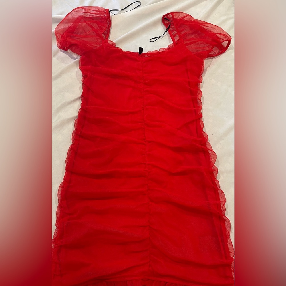 H&M Divided red scrunch mini dress